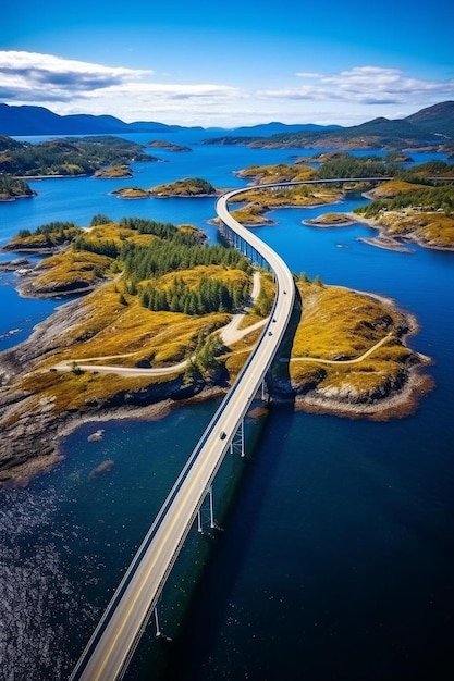 Photo vue aérienne d'un pont sur un plan d'eau