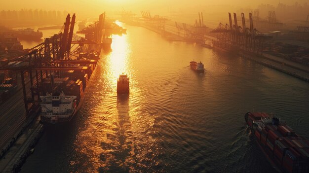 Vue aérienne d'un port international