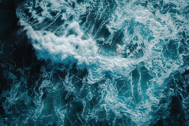 Vue aérienne rapprochée des vagues bleues de l'océan