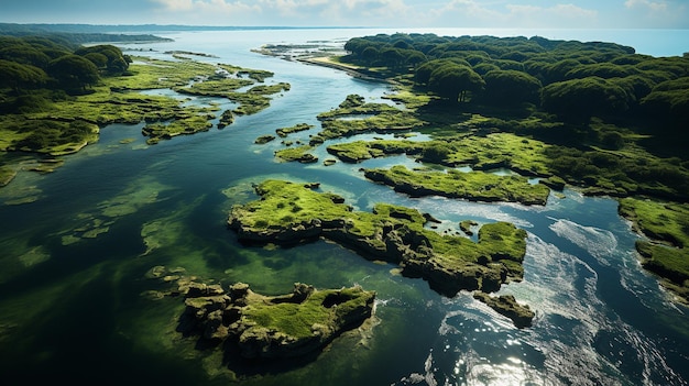 Vue aérienne d'une rivière Ai générative