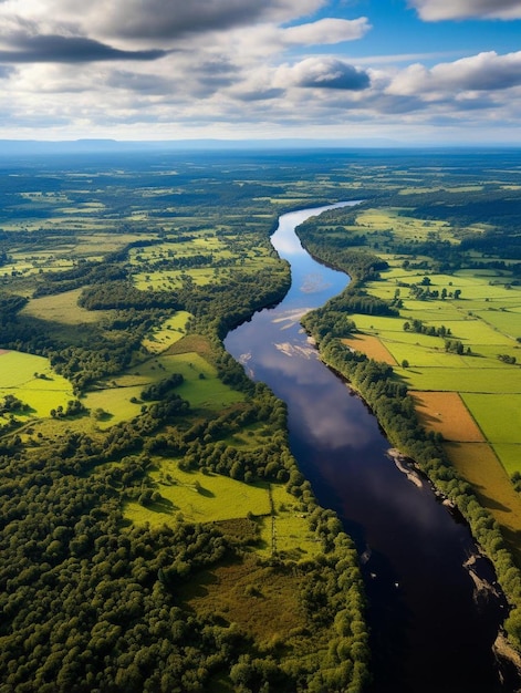 Photo vue aérienne de la rivière dee prise juste au nord de chester, au royaume-uni.