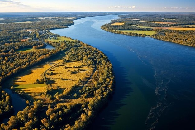 Vue aérienne de la rivière Potomac séparant la Virginie du Maryland