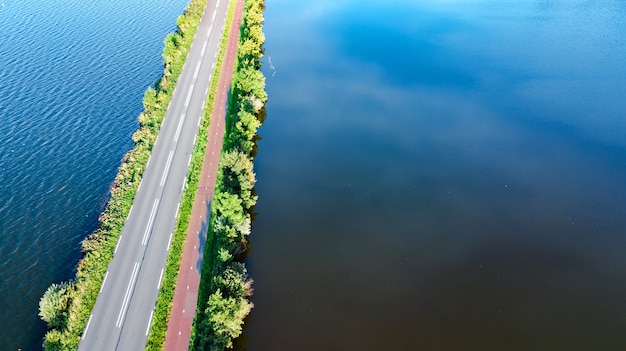 Vue aérienne de la route d'autoroute, Pays-Bas