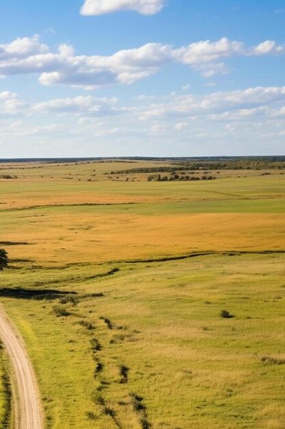 Photo vue aérienne de la route de campagne de gravier par drone