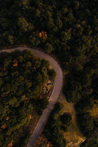 Vue aérienne de la route de montagne