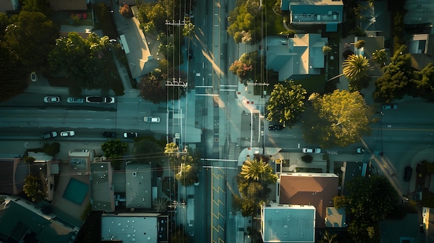 Photo vue aérienne sur les rues de la ville de los angeles ai générative
