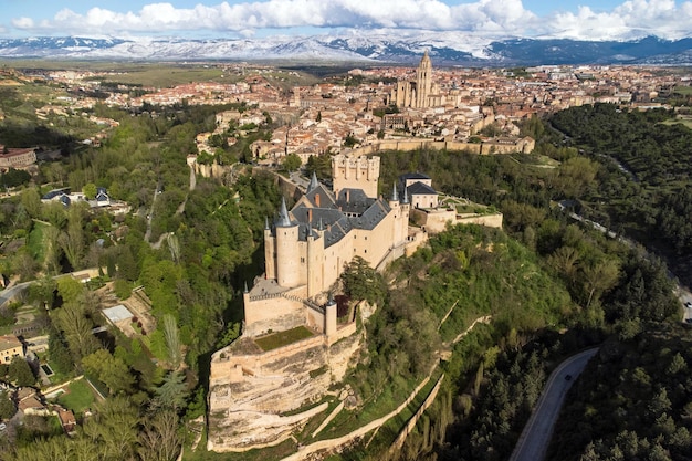 Vue aérienne de Ségovie Alcazar célèbre monument à Ségovie Espagne Photographie de haute qualité