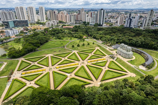 Vue aérienne de la serre au Jardin Botanique de Curitiba Parana Brésil