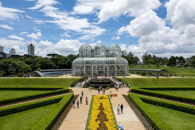 Vue aérienne de la serre au Jardin Botanique de Curitiba Parana Brésil