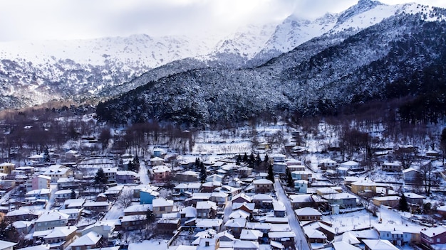 Vue aérienne de Snowy Bozdag. Izmir - Turquie