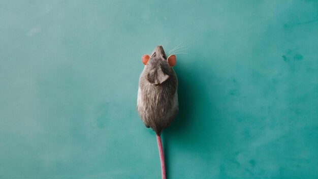 Photo une vue aérienne d'une souris sur un fond turquoise