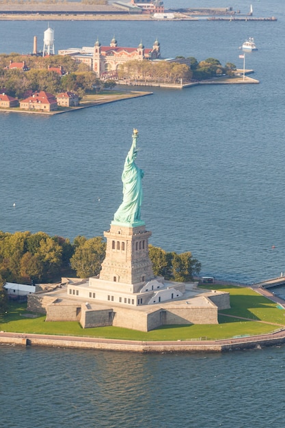 Vue aérienne, de, statue liberté, new york