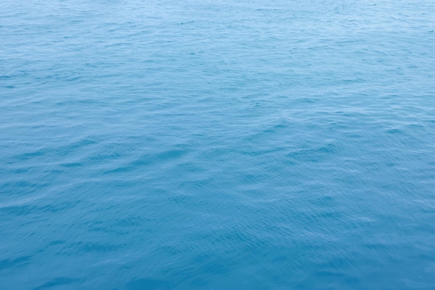 Vue aérienne de la surface de la mer bleue avec des vagues d'un drone vide vide à l'arrière-plan flou