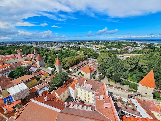 Vue aérienne de Tallinn depuis la tour de l'église Saint-Olaf