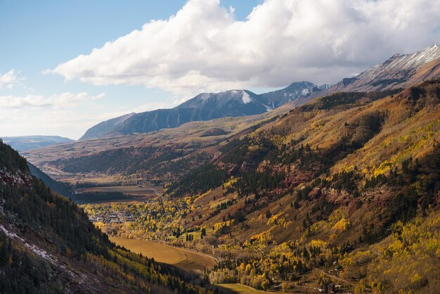 Vue aérienne de Telluride Colorado en automne