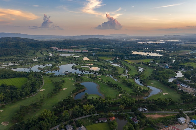 Vue aérienne des terres agricoles / rizière en Thaïlande