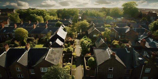 Vue aérienne des toits des maisons de la ville