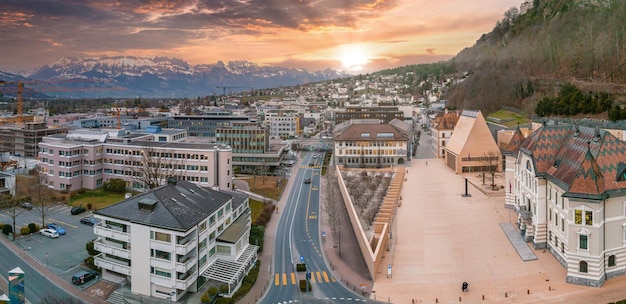 Vue aérienne de vaduz la capitale du liechtenstein