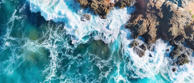 Vue aérienne des vagues dans l'océan