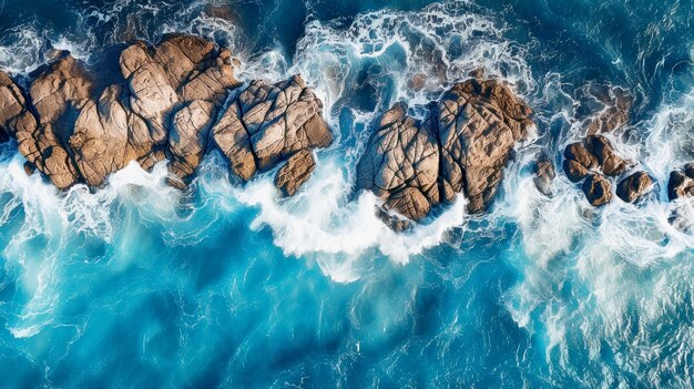 Vue aérienne des vagues de mer