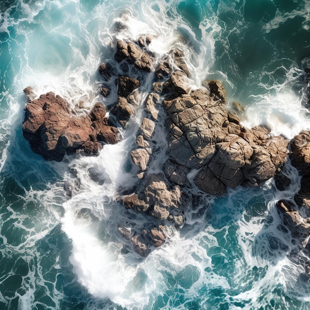 vue aérienne des vagues de la mer