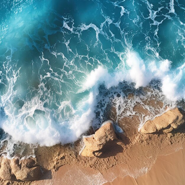 vue aérienne des vagues de la mer