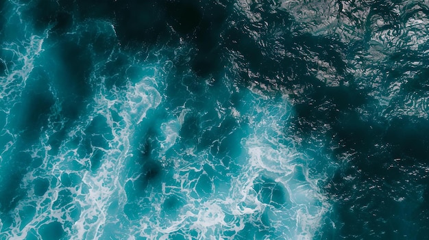 Vue aérienne des vagues océaniques créant des textures idéales pour les arrière-plans et les papiers peints sur la surface de la mer tranquille depuis le dessus de l'IA