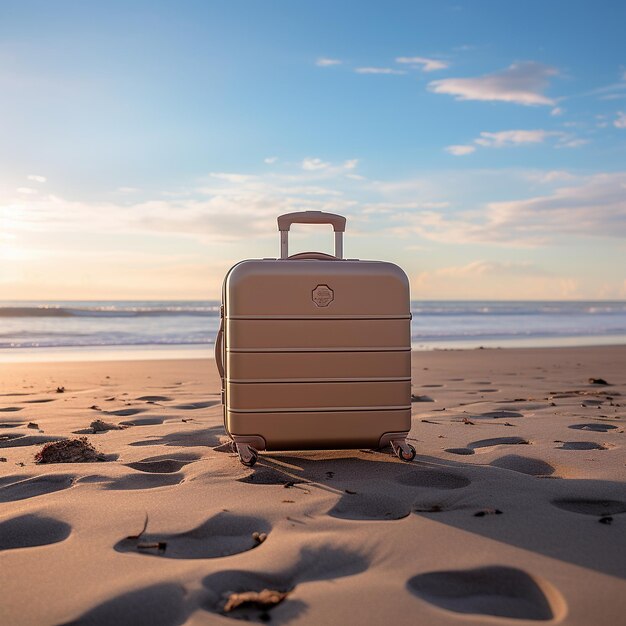 Vue aérienne d'une valise sur une plage