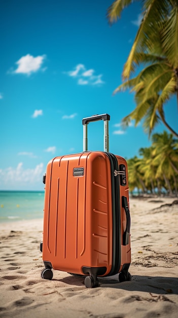 Vue aérienne d'une valise sur une plage