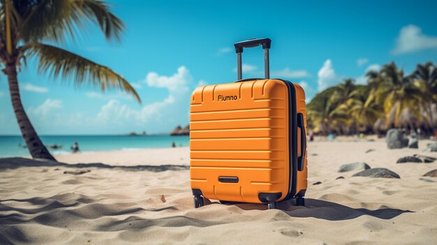 Vue aérienne d'une valise sur une plage