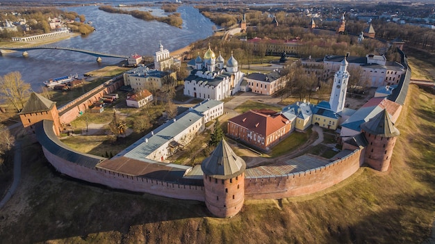 Vue aérienne de Velikiy Novgorod Kremlin en Russie