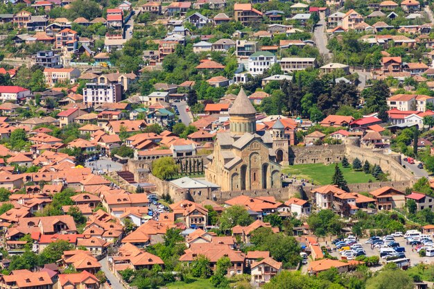 Vue aérienne sur la vieille ville de Mtskheta en Géorgie