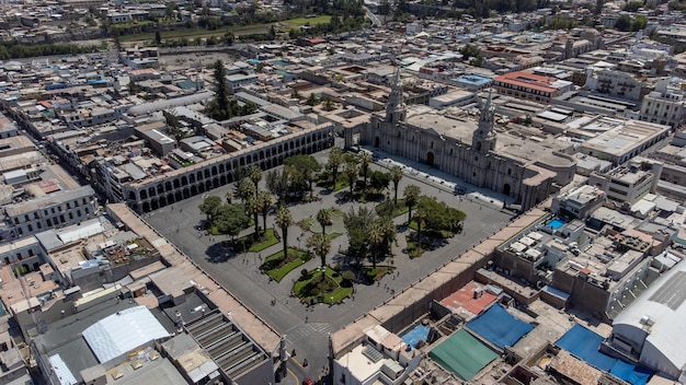 Vue aérienne de la ville d'Arequipa depuis la Plaza de Armas Pérou