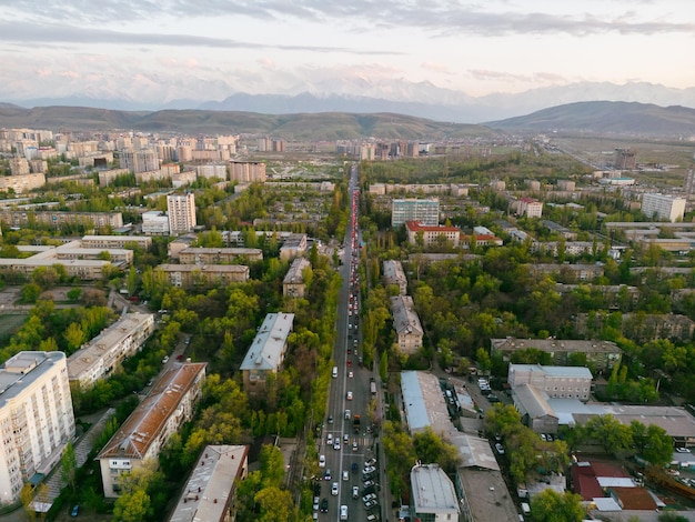 Vue aérienne de la ville de Bichkek au Kirghizistan