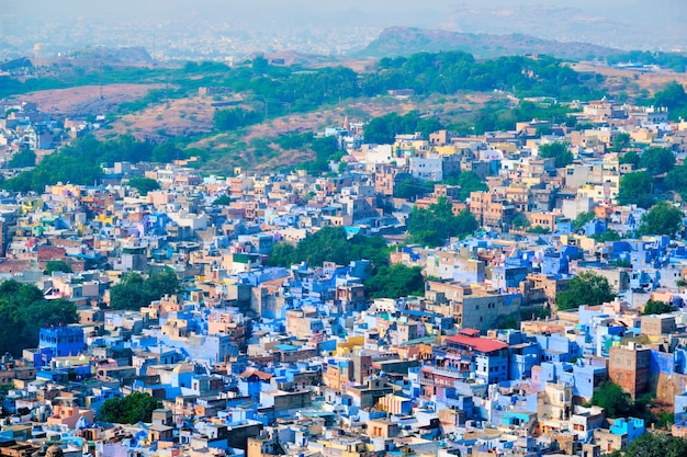 Vue aérienne de la ville bleue de Jodhpur Jodphur Rajasthan Inde