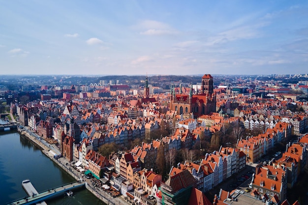 Vue aérienne de la ville de Gdansk en Pologne