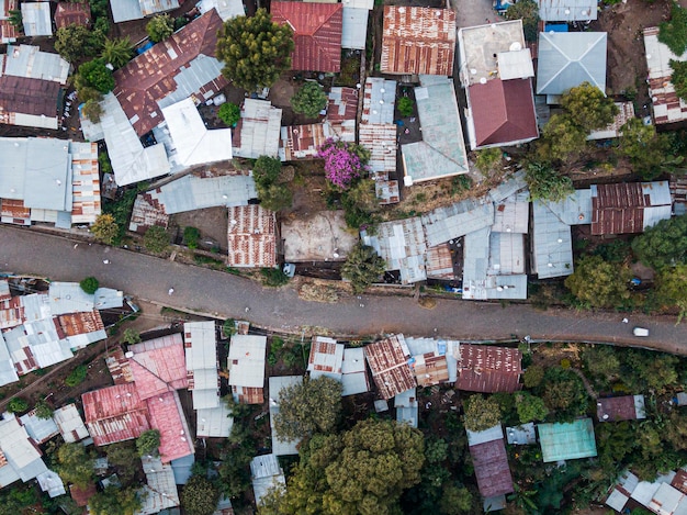 Vue aérienne de la ville de Gondar Ethiopie