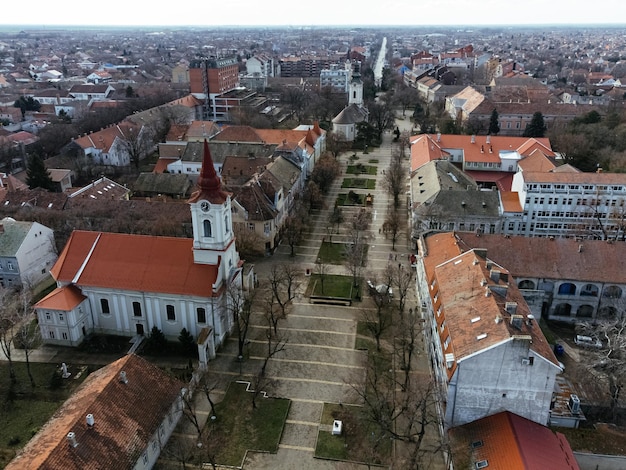 Vue aérienne de la ville de Kikinda par drone Serbie Europe