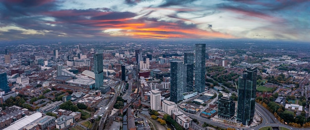 Photo vue aérienne de la ville de manchester au royaume-uni