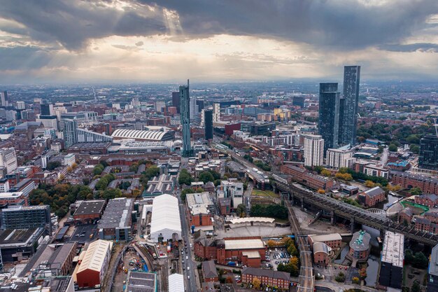 Photo vue aérienne de la ville de manchester au royaume-uni