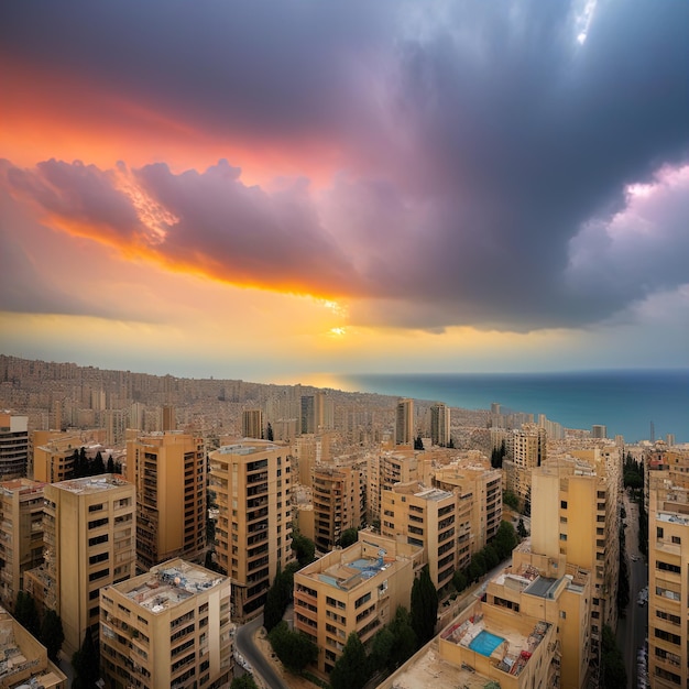 Vue aérienne de la ville de la Méditerranée en IsraëlVue aériene de la ville des Méditerranées i