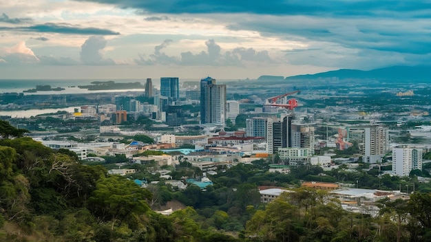 Photo vue aérienne de la ville de panama depuis la colline d'ancon