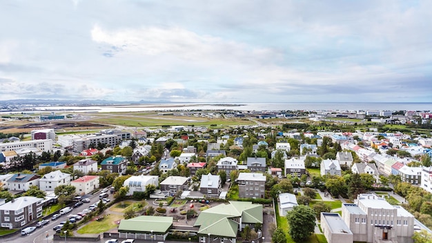 Vue aérienne de la ville de Reykjavik en automne