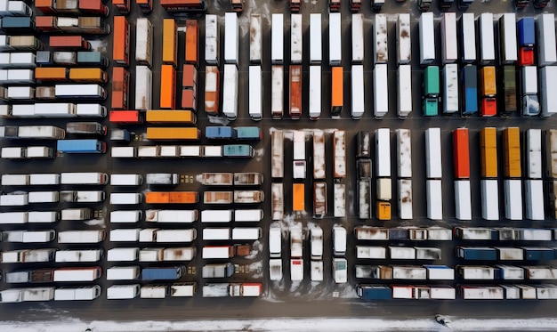 Photo vue aérienne de voitures bien garées dans un parking