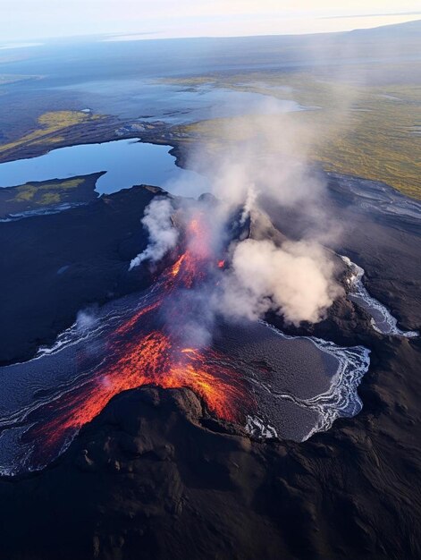 vue aérienne d'un volcan en Islande