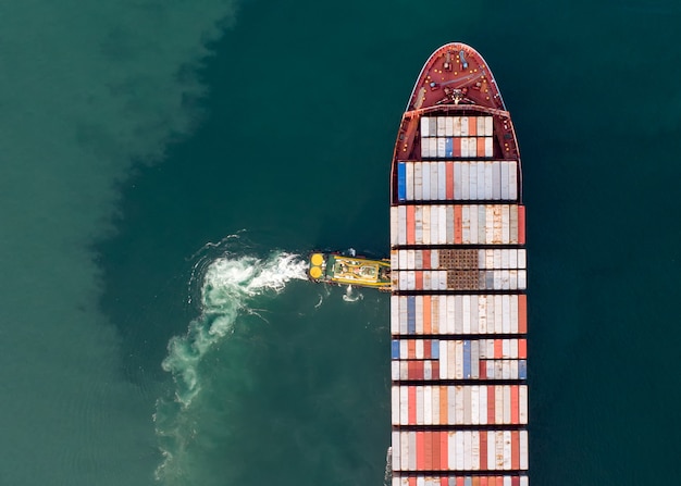 Vue aérienne ou vue de dessus du cargo, conteneur dans le port de l&#39;entrepôt