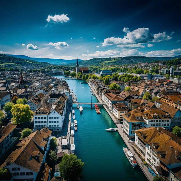 Vue aérienne de Zurich, en Suisse