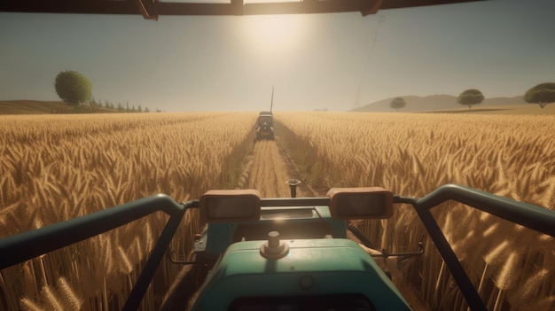 Vue d'un agriculteur depuis un champ avec un champ en arrière-plan