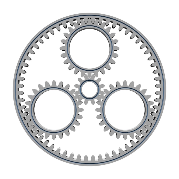 Photo vue à angle bas de l'engrenage sur fond blanc