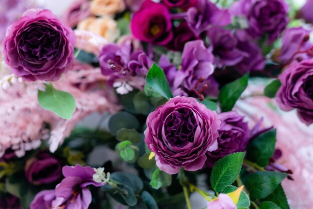 Photo vue d'angle élevé du bouquet de roses